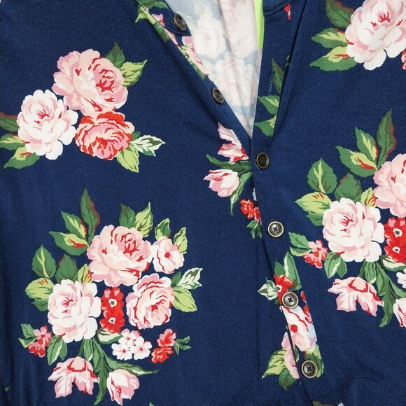 3071 Size Medium Matilda Jane One Piece Romper in Navy Blue and Pink Roses. - Picture 4 of 8